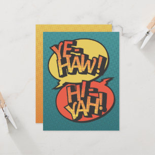 Tarjeta Cowboy vs ninja arte pop - retro