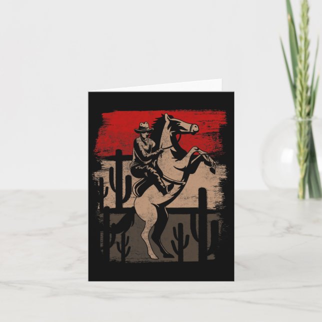 Tarjeta Cowboy Wild West Country Horseck Riding Horse Retr (Anverso)