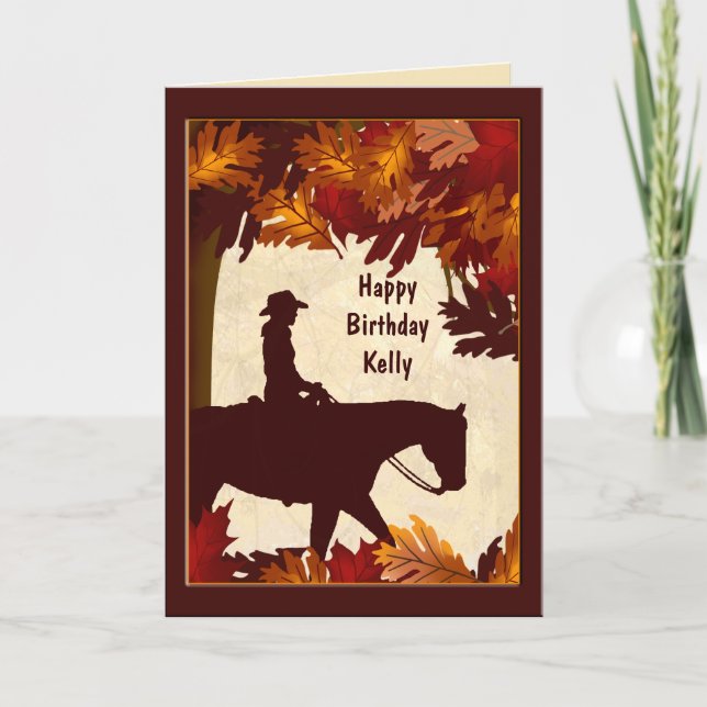 Tarjeta Cowgirl Autumn Personalizado Birthday Card (Anverso)