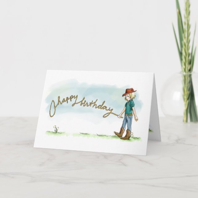 Tarjeta Cowgirl Birday Card (Anverso)
