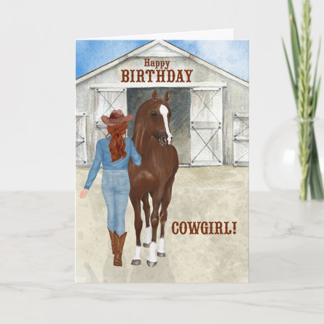 Tarjeta Cowgirl Birthday Country Western Theme (Anverso)