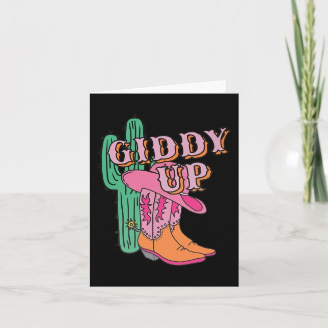 Tarjeta Cowgirl Cowboy Boots Cactus (Anverso)