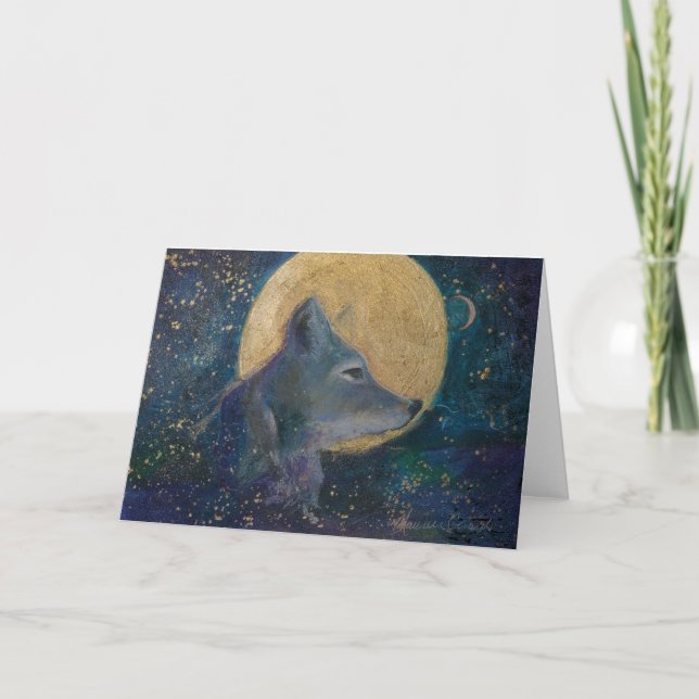 Tarjeta Coyote Moon Greeting Card de Maureen A. Girard (Anverso)