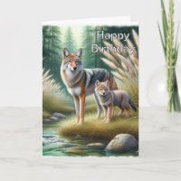Coyote y cachorro Feliz Cumpleaños Vida Silvestre