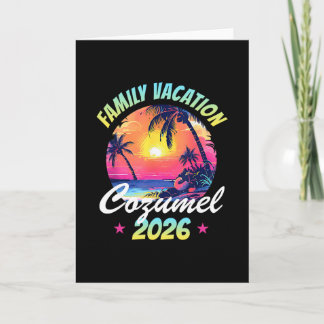 Tarjeta Cozumel 2026 Vacaciones Familiares Retro Playa S