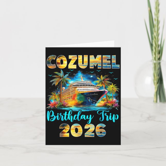 Tarjeta Cozumel Birthday Trip 2026 Family Birthday Cruise  (Anverso)