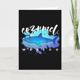 Tarjeta Cozumel México Buceador de Tiburones Scu Vacacione