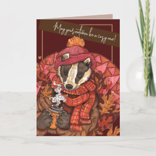 Tarjeta Cozy Autumer Badger Art Card