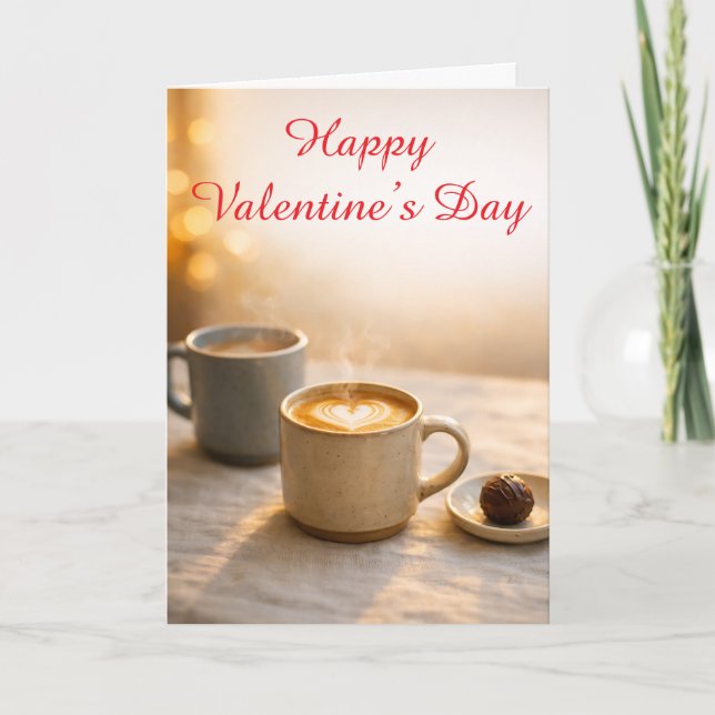 Tarjeta Cozy Coffee Valentine’s Day Latte Heart  (Anverso)