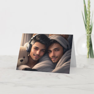 Tarjeta Cozy Couple Gay Greetings Card