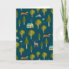 Tarjeta Cozy Forest Cabin and Animals