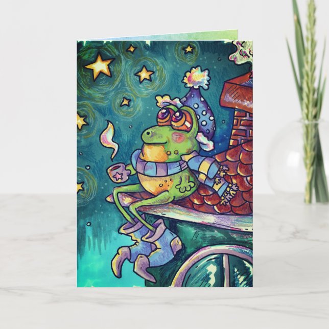 Tarjeta Cozy Frog Christmas & New Year Card (Anverso)