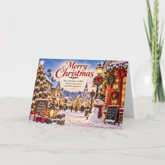 Tarjeta Cozy Snowy Village Christmas Card