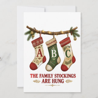 Tarjeta Cozy Vintage Christmas Stockings Card
