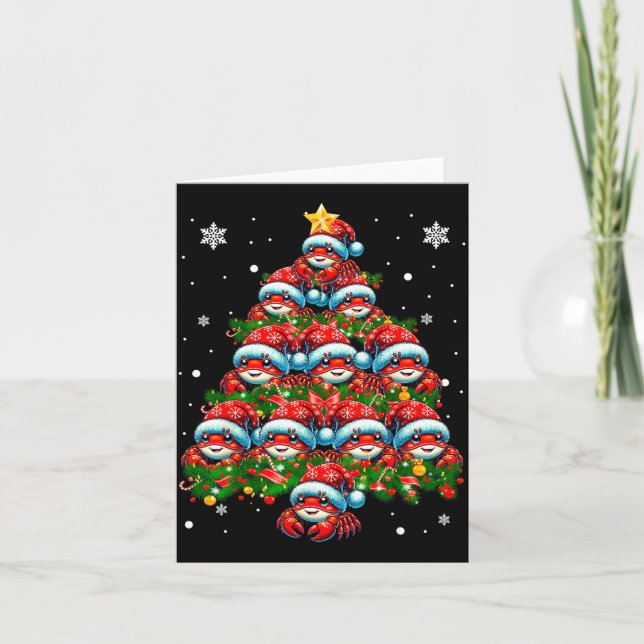 Tarjeta Crab Lighting Xmas Holiday Santa Crab Christmas Tr (Anverso)