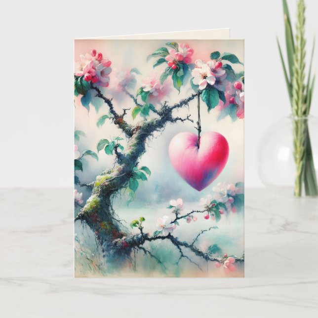 Tarjeta Crabapple Tree Heart El día de San Valentín (Anverso)