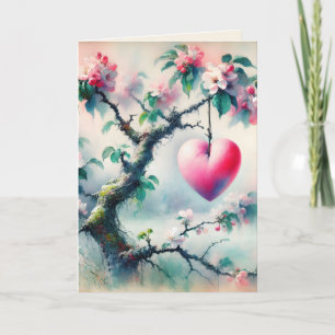 Tarjeta Crabapple Tree Heart El día de San Valentín