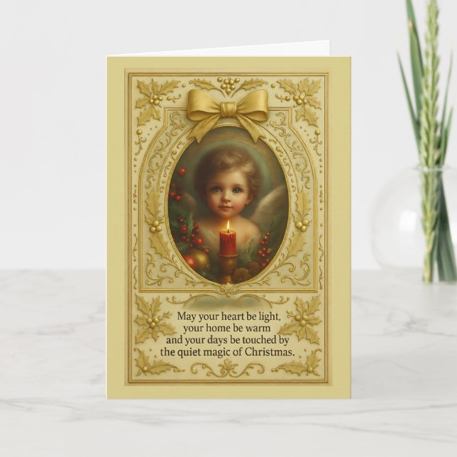 Tarjeta "Cradled in Candlelight: A Christmas Blessing" (Anverso)