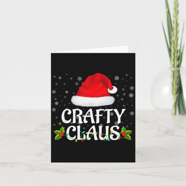 Tarjeta Crafty Claus Christmas Lights Santa Pajama Family  (Anverso)