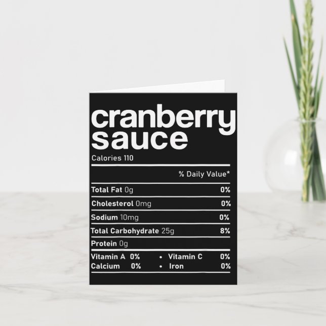 Tarjeta Cranberry Sauce Nutrition Funny Thanksgiving Chris (Anverso)