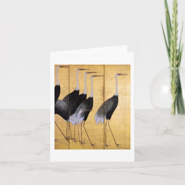 Tarjeta Crane, Bella Artes japonés Ogata Korin (Anverso)