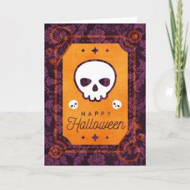 Tarjeta Cráneo Blanco Feliz Halloween