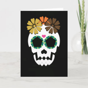 Tarjeta Cráneo con las flores Hued de la caída