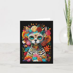 Tarjeta Cráneo De Azúcar Cat De Los Muertos La Catrina Día