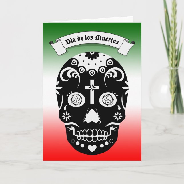 Tarjeta cráneo de azúcar de dia de los muertos (Anverso)