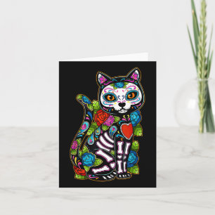 Tarjeta Cráneo de azúcar Gato negro De Los Muertos Día De 