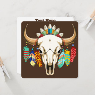 Tarjeta Cráneo de Búfalo Emblema Nativo Americano