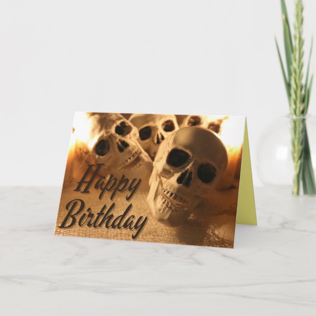 Tarjeta Cráneo de cumpleaños de Halloween (Anverso)