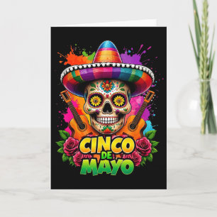 Tarjeta Cráneo de esqueleto del Cinco De Mayo Sombreros Gu