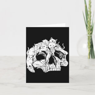 Tarjeta Cráneo de Gato Negro Lindo Esqueleto de Gatito Gat