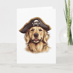 Tarjeta Cráneo de perro Golden Retriever pirata