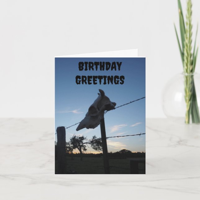 Tarjeta cráneo de vaca oscuro (Anverso)