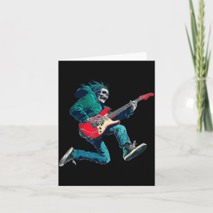 Tarjeta Cráneo Esqueleto Tocando Guitarra Estrella Rock Ro