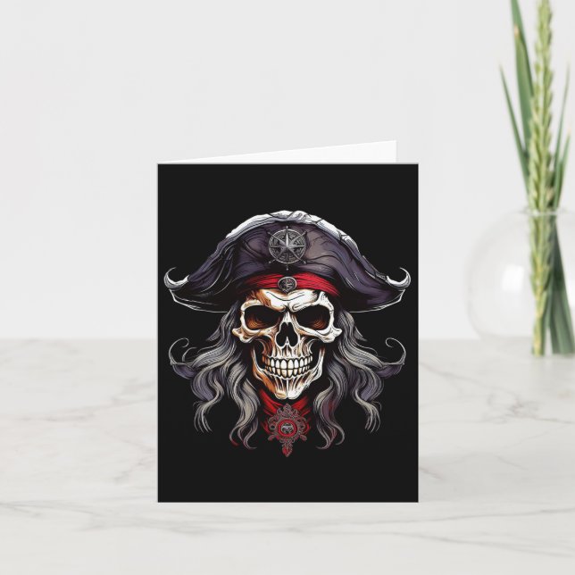 Tarjeta Cráneo pirata de Halloween (Anverso)