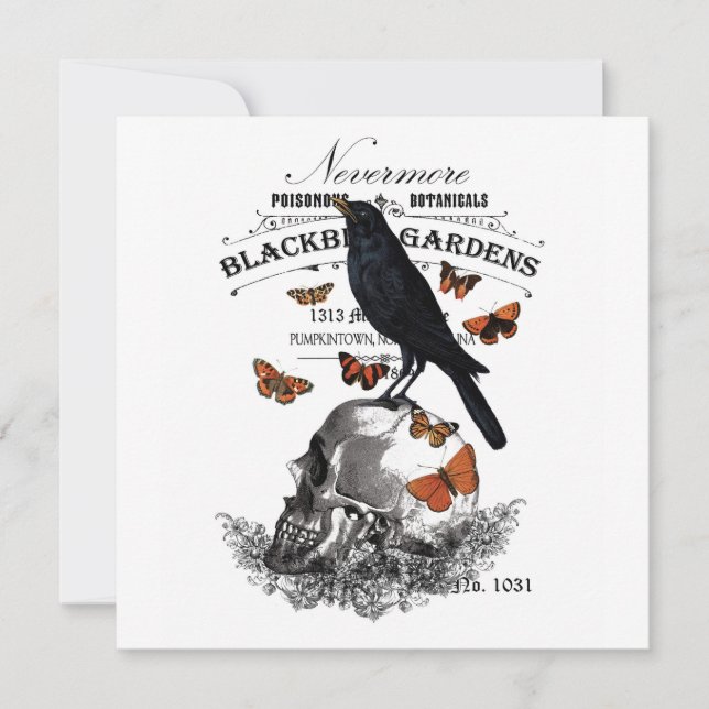 Tarjeta cráneo vintage de halloween moderno (Anverso)