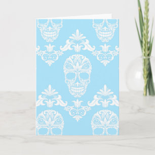Tarjeta cráneos victorianos azules