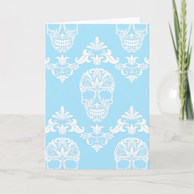 Tarjeta cráneos victorianos azules (Anverso)