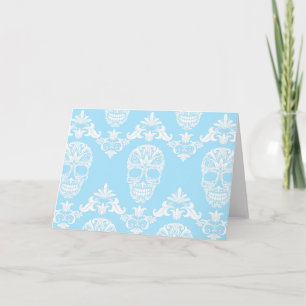 Tarjeta cráneos victorianos azules