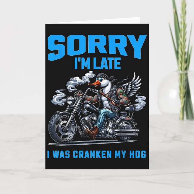 Tarjeta Cranken My Hog Funny Sarcasm Late Quotes Cool Bike (Anverso)