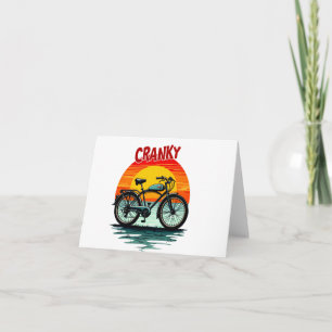 Tarjeta Cranky Biker Tee: Viejo atardecer y bicicleta sin