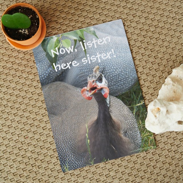 Tarjeta Cranky Guinea Fowl Foto Graciosa Cumpleaños (In Situ)