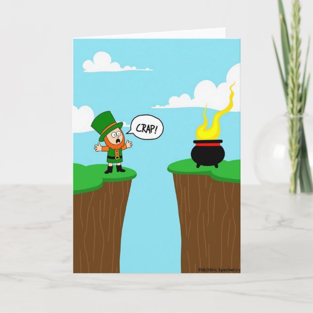 Tarjeta Crap Leprechaun Fortune Funny Card (Anverso)
