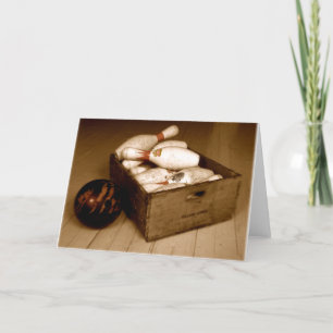 Tarjeta Crate of Old Bowling Pins