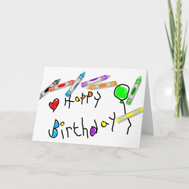 Tarjeta Crayon Birthday Greeting (Anverso)