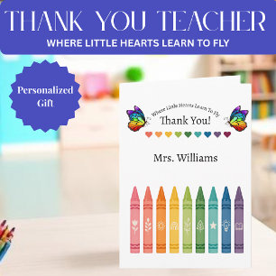 Tarjeta Crayones de Agradecimiento a Maestros Corazones Ma