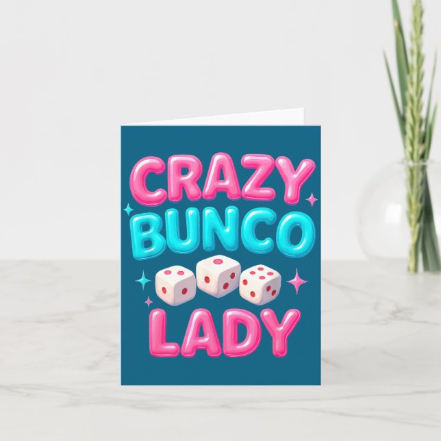 Tarjeta Crazy Bunco Lady Funny Bunco Dice Game Night Women (Anverso)
